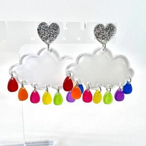 Rainbow Cloud Earrings - Pride Earrings - Rainy Day Earrings - Rainbow Jewelry